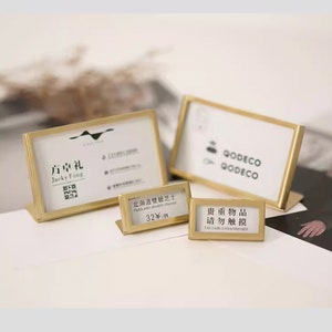 Placa de marca, porta-cartões, etiqueta de preço, suporte de cartão de metal, etiqueta de preço para exibição de joias, suporte de balcão, porta-cartões, kit de bloco para loja de varejo