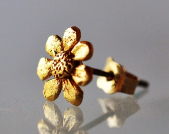 Fresh Plucked Golden Flowers ----- Tiny Gold-filled Stud Earrings