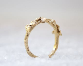 Gold gefüllt Ring, Blattring, Natur-Ring, Braut Ringe, romantische Ring, Naturschmuck, Wald Ring, einzigartigen Ring, zarter Ring, Zweigring