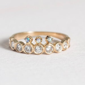 Opal Ring-14K Gold Ring-Rose Gold Stacking Ring-Rose Gold Ring-Eternity Ring-Delicate Ring-Diamond Ring-Fine Jewelry-Stackable Ring