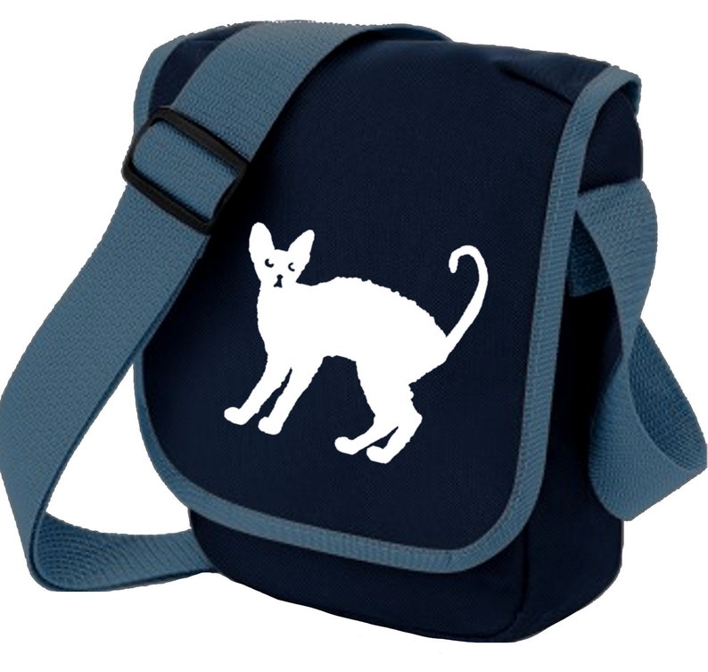 Zip pocket Colour Choices Cat Bag for Cat Lover Cornish Rex Silhouette Mini Messenger Shoulder Bags Ideal Gift for Cornish Rex Cat Owner