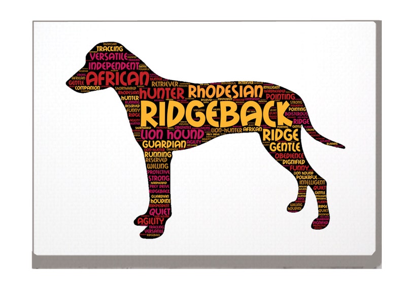 Rhodesian Ridgeback Word Art Custom Print Personalized Option with Choice of Dog Name A4 A3 Ridgeback Dog Birthday Xmas Mothers Day Gift