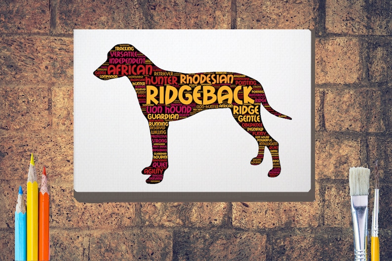 Rhodesian Ridgeback Word Art Custom Print Personalized Option with Choice of Dog Name A4 A3 Ridgeback Dog Birthday Xmas Mothers Day Gift