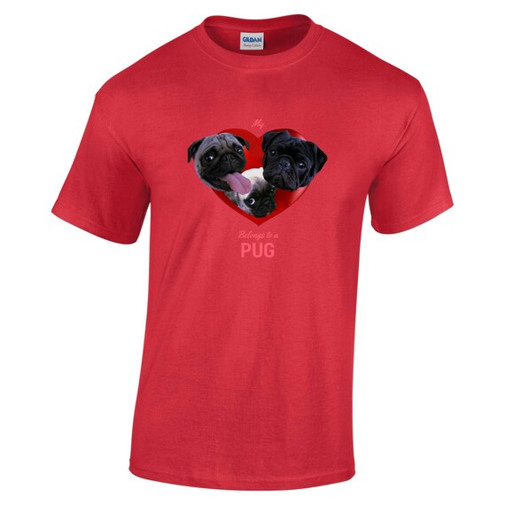 Carlin chiens dans un fauve, coeur Design T shirt - fauve, un noir et chiot Carlins au coeur d’un rouge riche, mon coeur appartient à un Carlin, cadeau idéal pour les propriétaires de Carlin 421474 Carlin chiens dans un fauve, coeur Design T shirt - fauve, un noir et chiot Carlins au coeur d’un rouge riche, mon coeur appartient à un Carlin, cadeau idéal pour les propriétaires de Carlin 421474