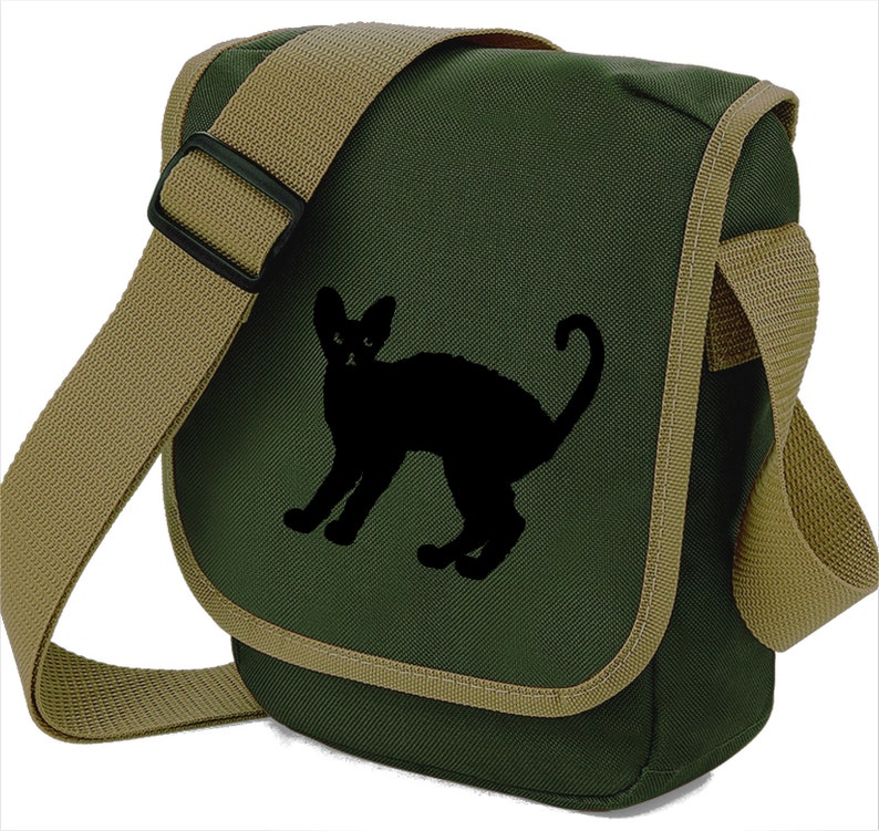 Zip pocket Colour Choices Cat Bag for Cat Lover Cornish Rex Silhouette Mini Messenger Shoulder Bags Ideal Gift for Cornish Rex Cat Owner