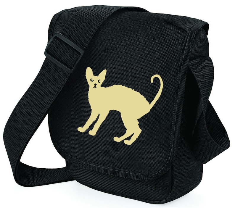 Zip pocket Colour Choices Cat Bag for Cat Lover Cornish Rex Silhouette Mini Messenger Shoulder Bags Ideal Gift for Cornish Rex Cat Owner