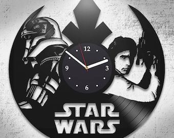 Star Wars Vinyl Wall Clock, Wall Clock Vintage, Han Solo Gift For Boy, Birthday Gift, Darth Vader Vinyl Record Wall Clock, Wall Clock Modern