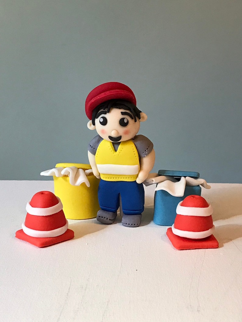 trash cans and cones garbage man Garbage Truck Recycle truck fondant cake topper set with truck