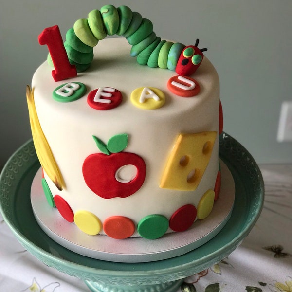 Caterpillar fondant cake topper