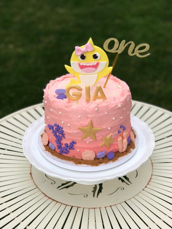Baby Shark Ocean Themed Fondant Cake Topper Set For Birthday Etsy
