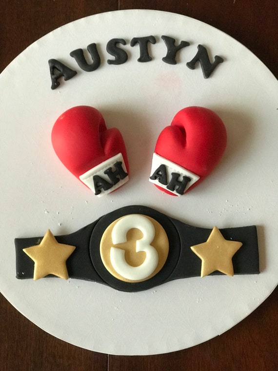 Boxe Champion Poids Lourd Fondant Gateau Topper Avec Gants De Etsy