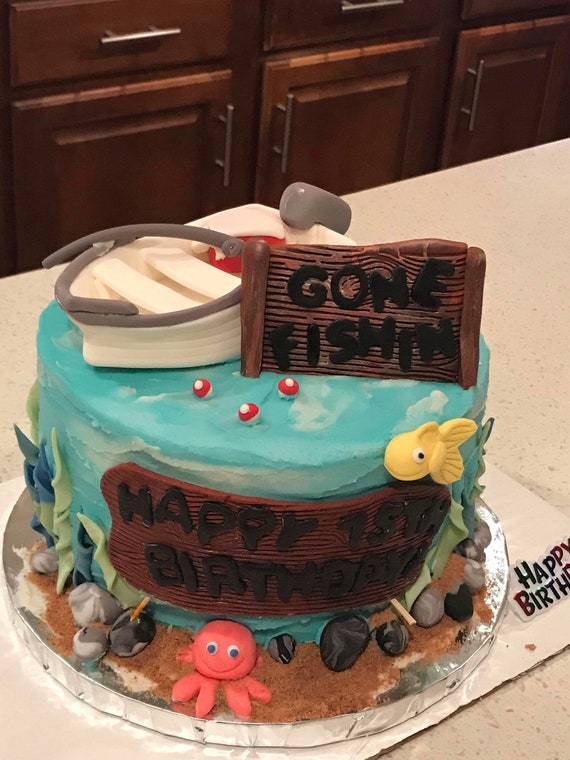 Gone Fishin Fondant Cake Topper For Your Fishing Fan For Etsy