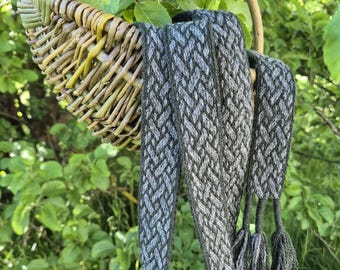 Cinto Viking com acabamento em tecido de tablet – Faixa de lã verde – Cinto nórdico inspirado na Birka para reconstituição histórica e LARP