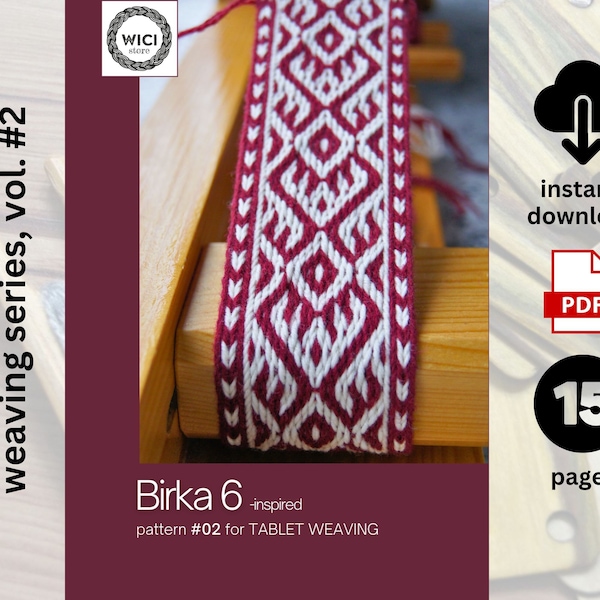 Viking Birka 6-inspired pattern in pdf - tablet weaving pattern - instant download - 15 pages - video