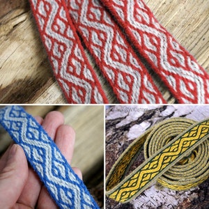 Garniture tissée pour tablette avec une variation du motif Birka, 100 % laine, adaptée aux Vikings, reconstitution médiévale, GN - garniture Viking personnalisée