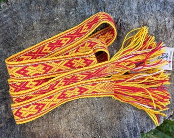 Hand woven sash belt with a fringe - 200 cm - long boho belt for a dress or jeans