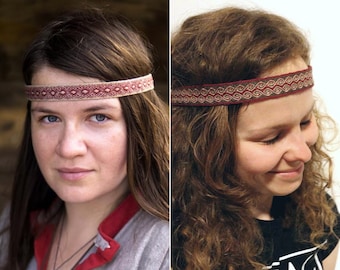 Red medieval, viking headband - 100% wool - kivrim