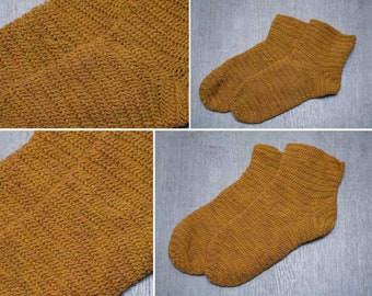 Nalbinding socks EU 42-43/US 9-10, 100% natural plant dyed wool. Warm viking socks for LARP, norse, anglo-saxon, medieval reenactment.