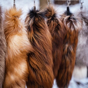 Fox tail keychain, very soft and fluffy fox tail for historical nad LARP costumes. image 8