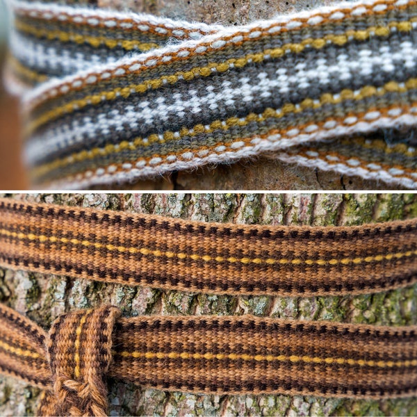 Hand woven medieval woolen belt.  Viking, Rus and Slavic clothes. Hand woven Viking sash. Reenactment, living history, larp. Natural colours