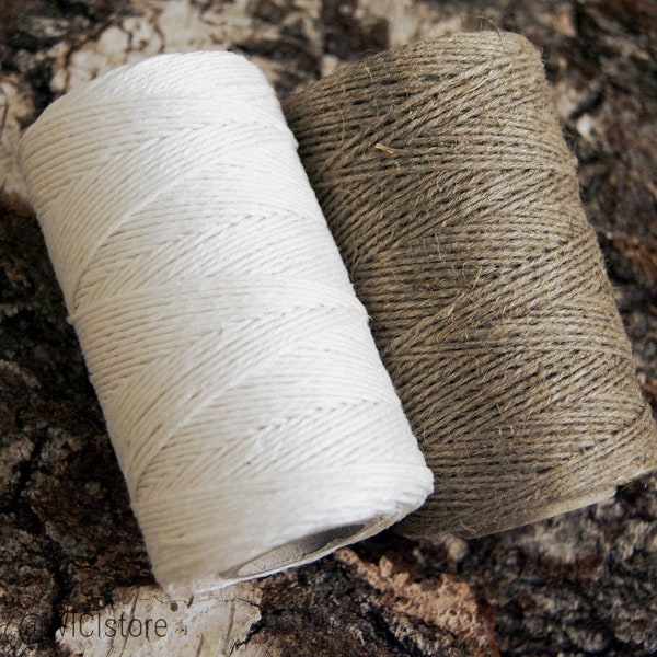 165 m/180 yd (~100g) Linen thread, two spools, TEX 150x4 - raw, durable, white, natural, durable, 100% flax yarn, made in EU