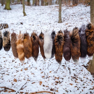 Fox tail keychain, very soft and fluffy fox tail for historical nad LARP costumes. image 1