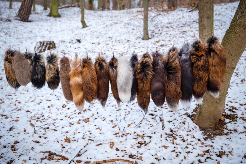 Fox tail keychain, very soft and fluffy fox tail for historical nad LARP costumes. image 1