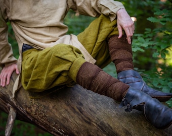 Leg Wraps - Plant-Dyed Handwoven calf wraps – Natural Wool, Flexible weave, Medieval Viking, Slavic, Roman & LARP Costumes - Various Colours