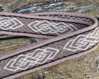 Brown woven belt suitable for sca, larp and reenactment - 100% wool - viking costume - handfasting - tie the knot