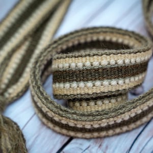 Viking belt, woolen sash for Viking, Slavic or Rus costume. Hand woven belt. Reenactment, living history, larp. Plant dyed Medieval clothes.