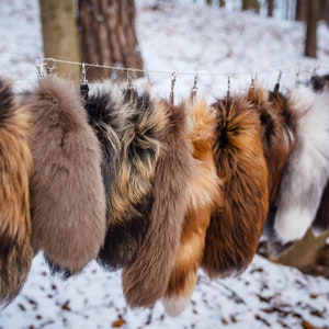 Fox tail keychain, very soft and fluffy fox tail for historical nad LARP costumes. image 5