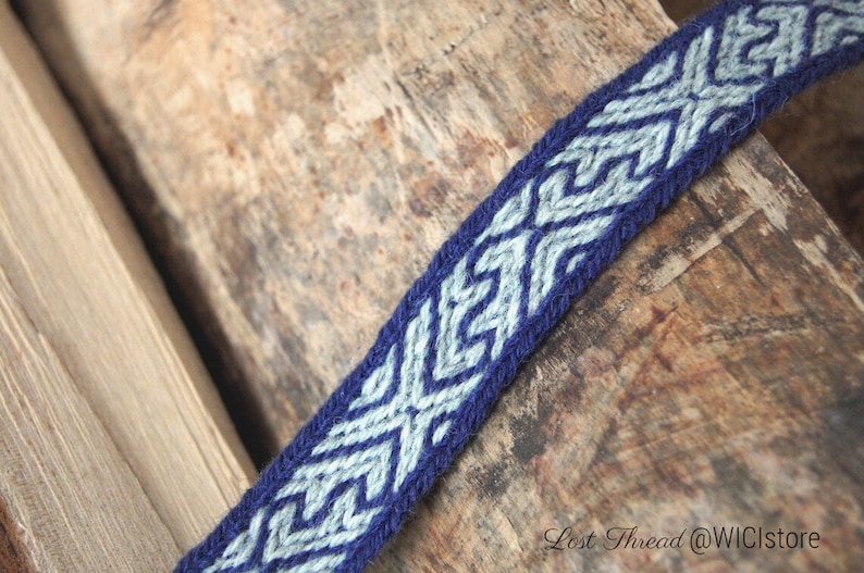 Viking tablet woven apron trim, Birka and Kekomaki, 100% wool, for Norse Viking woman, Birka Viking apron dress, Iron Age "Key" motif
