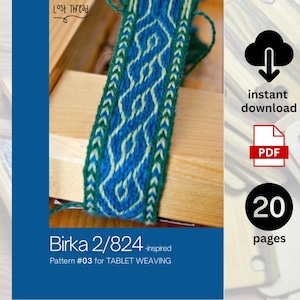 Tablet weaving pattern for 20 tablets - Birka 2/824-inspired pattern in pdf - card weaving tutorial instructions