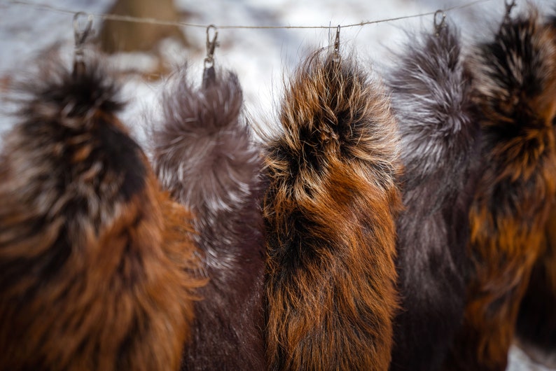 Fox tail keychain, very soft and fluffy fox tail for historical nad LARP costumes. image 9