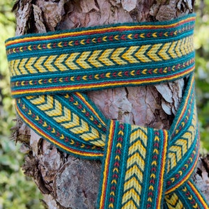 Handwoven Belt, Traditional Craft, Colorful Vibrant Textile Belt, Festival Sash, Reenactment, Tablet weaving, Handfasting image 9