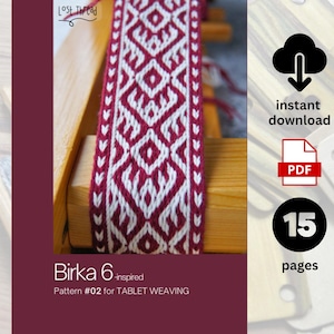 Viking Birka 6-inspired pattern in pdf - tablet weaving pattern - instant download - 15 pages - video