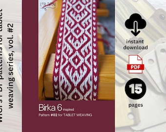 Viking Birka 6-inspired pattern in pdf - tablet weaving pattern - instant download - 15 pages - video