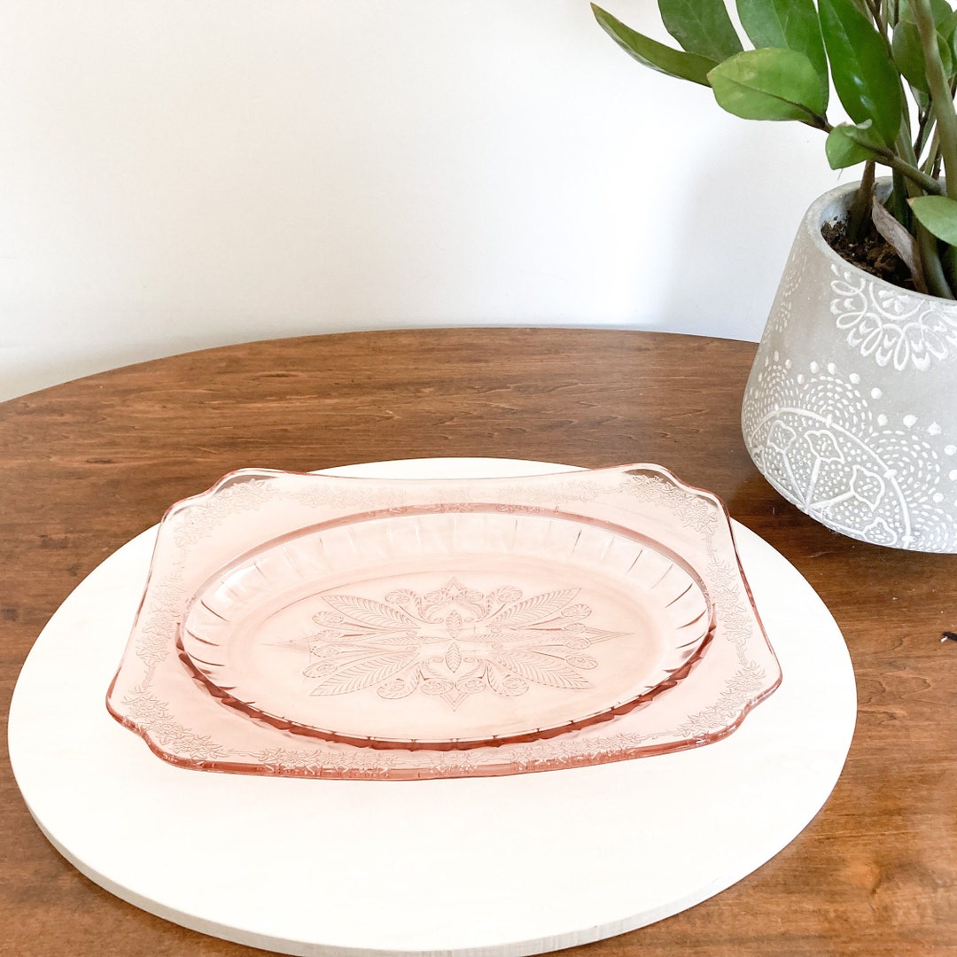 Pink Depression Glass Platter Glass Co. Rectangular Etsy