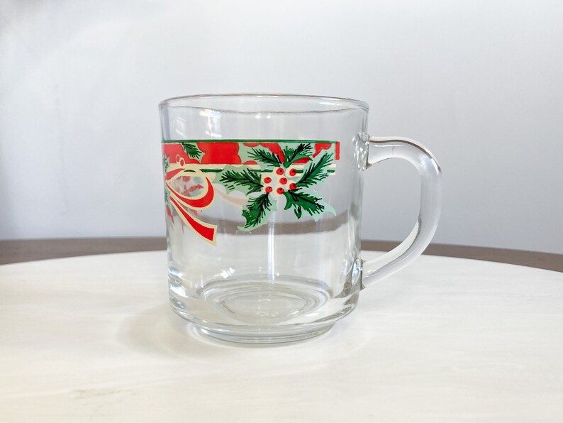Vintage Poinsettia Egg Nog Mug Set of 4 Glass Christmas Mugs Etsy