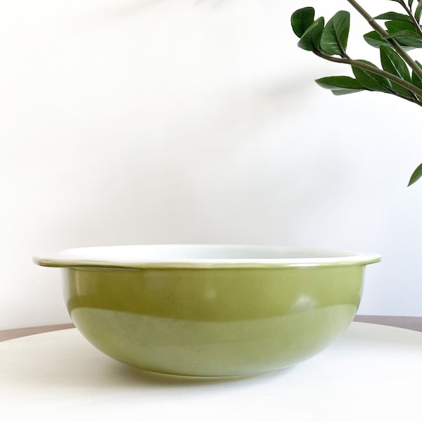 Vintage Pyrex Verde Avocado Grün Runde Auflaufform 024 2QT