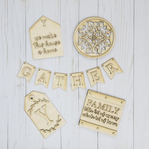 DIY Family Farmhouse Everyday Tiered Tray decor, Tiered Tray wood kit, DIY 3D craft kit, laser cut craft kit, Mini wood signs, DIY Wood kit