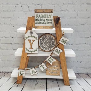 Family Tiered Tray set - Farmhouse decor - Tiered Tray decor - Mini wood signs