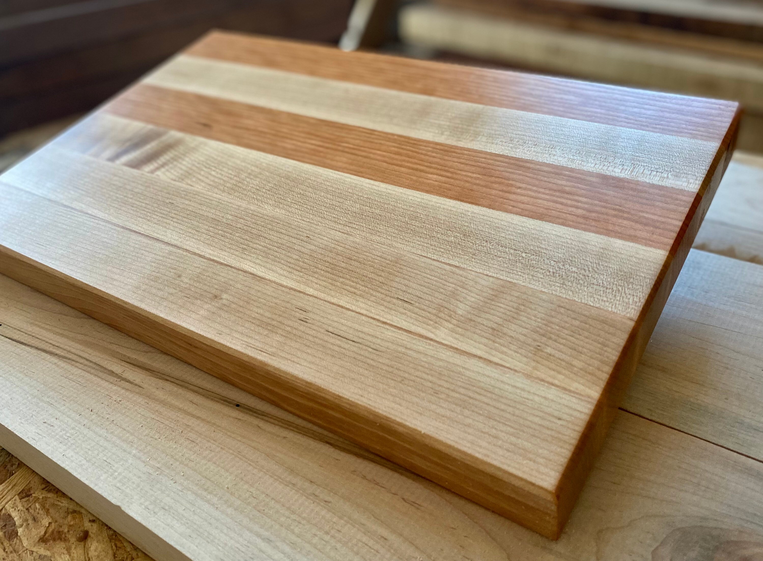 Cutting Board Edge Grain Chopping Block Maple Cherry — James