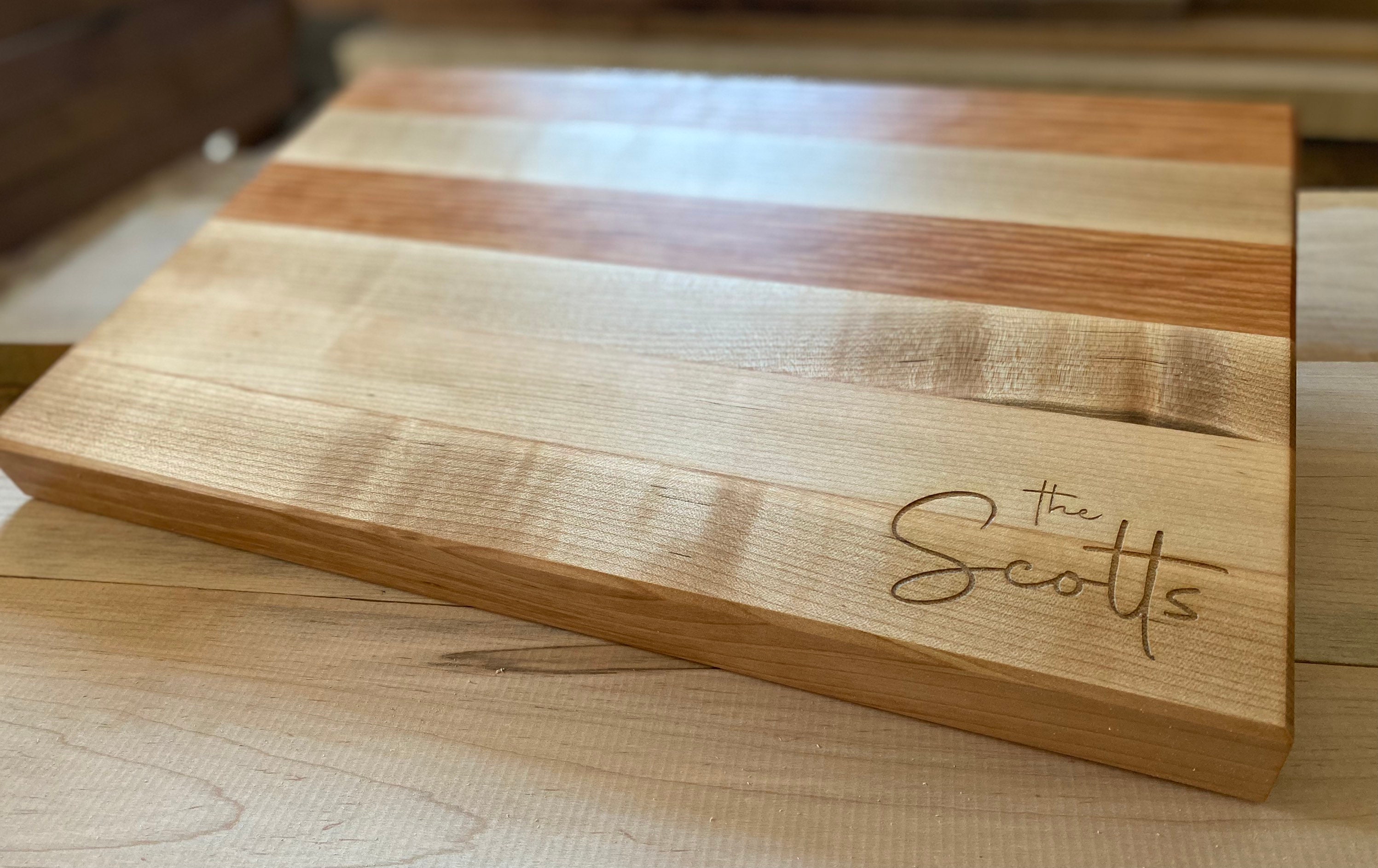 Cutting Board Edge Grain Chopping Block Maple Cherry — James