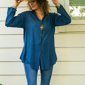 Raw Natural Crinkled Cotton Gauze Blouse, Cotton Tunic, Cotton Top, Boho Minimal Shirt, Boho Clothing