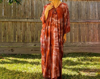 Hand Dyed Kaftan Dress, Loose Fit Tie Dye Dress, Beach Wear, Tie Dye Clothing, Oversize Kaftan Dress, Tye Dye Poncho, Loungewear