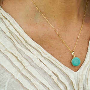 Turquoise Gold Plated Boho Necklace, Dainty Minimalist Necklace, Jewelry Gift for Her