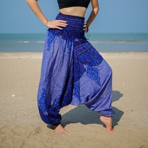 Blue Mandala Paisley Hippie Pants, Harem Pants, Aladdin Pants, Lounge Hippie Pants, Boho Yoga Pants, Festival Pants, Festival Clothing