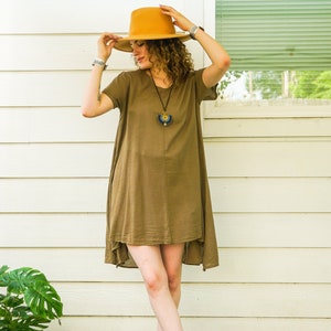 Brown Raw Natural Cotton Gauze Asymmetrical Maxi Dress, Boho Dress, Cotton Sundress, Boho Clothing