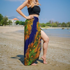 Blue Peacock Wrap Skirt, Boho Skirt, Hippie Skirt, Festival Skirt, Beach Skirt, Boho Cover Up, Summer Skirt